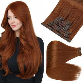 Extensions de cheveux Full Shine 18 pouces couleur cuivrée vue de face