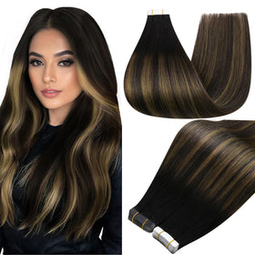 Extensions de cheveux Full Shine 18 pouces couleur noir brun vue de face