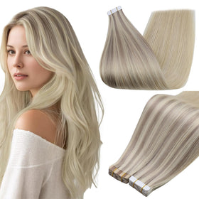 Extensions de cheveux Full Shine 18 pouces en blond cendré, vue avant