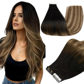 Extensions de cheveux Full Shine 18 pouces, modèle noir brun blond