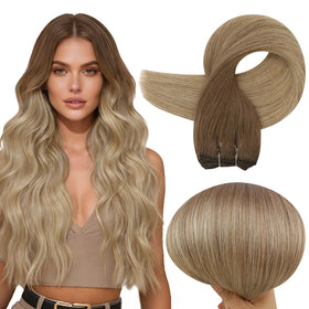 Extensions de cheveux Full Shine 18 pouces ombre blonde vue de face