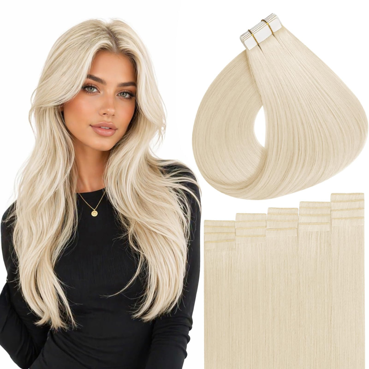 Extensions de cheveux Full Shine 20 pouces blonde glacée vue de devant