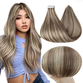 Extensions de cheveux Full Shine 20 pouces châtain clair blond vue de face