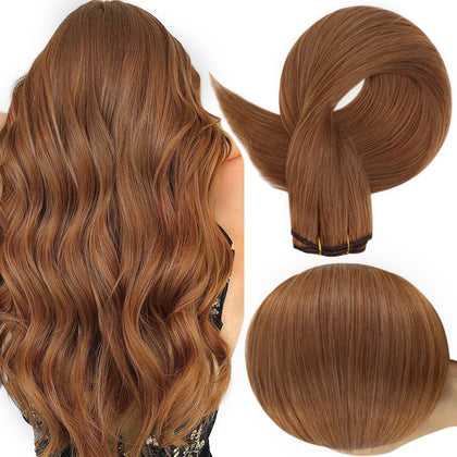 Extensions de cheveux Full Shine 20 pouces couleur cuivre auburn vue de face