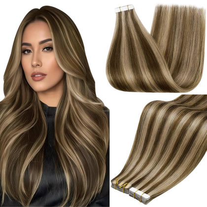 Extensions de cheveux Full Shine 22 pouces caramel brun vue de face