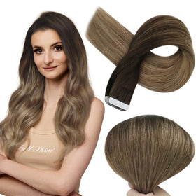 Extensions de cheveux Full Shine 22 pouces châtain clair vue de face