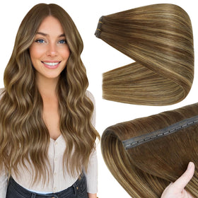 Extensions de cheveux Full Shine 22 pouces châtain moyen vue avant