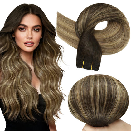 Extensions de cheveux Full Shine 22 pouces couleur brun miel blond vue avant