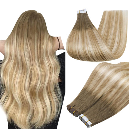 Extensions de cheveux Full Shine 22 pouces couleur châtain clair vue de face