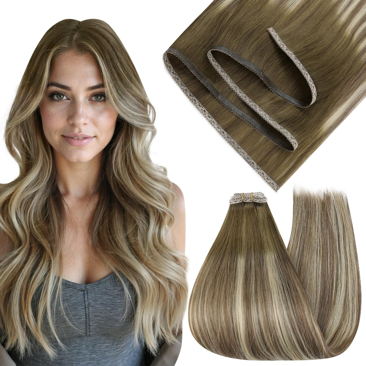 Extensions de cheveux Full Shine 22 pouces couleur naturelle, vue de l'avant