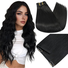 Extensions de cheveux Full Shine 22 pouces couleur noire avec clips