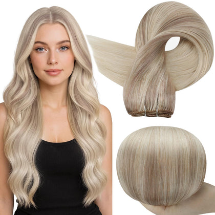 Extensions de cheveux Full Shine 22 pouces en blonde platine cendré vue de face