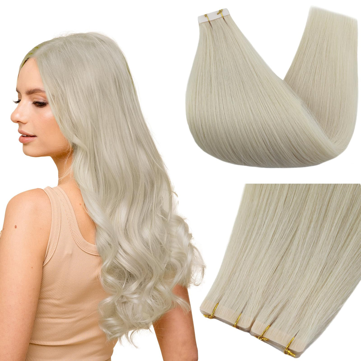 Extensions de cheveux Full Shine 24 pouces blonde glacée, vue de face