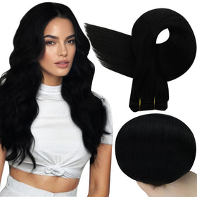 Extensions de cheveux Full Shine 24 pouces couleur noire vue de face