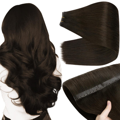 Extensions de cheveux Full Shine 24 pouces marron foncé vue de face