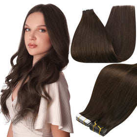 Extensions de cheveux Full Shine 28 pouces châtain foncé, vue de face
