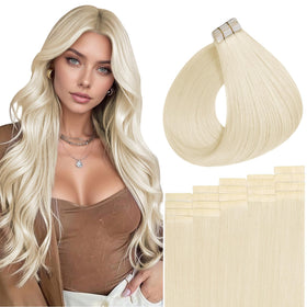 Extensions de cheveux Full Shine blonde platine 18 pouces vue de face