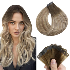 Extensions de cheveux Full Shine châtain beige blond vue de face