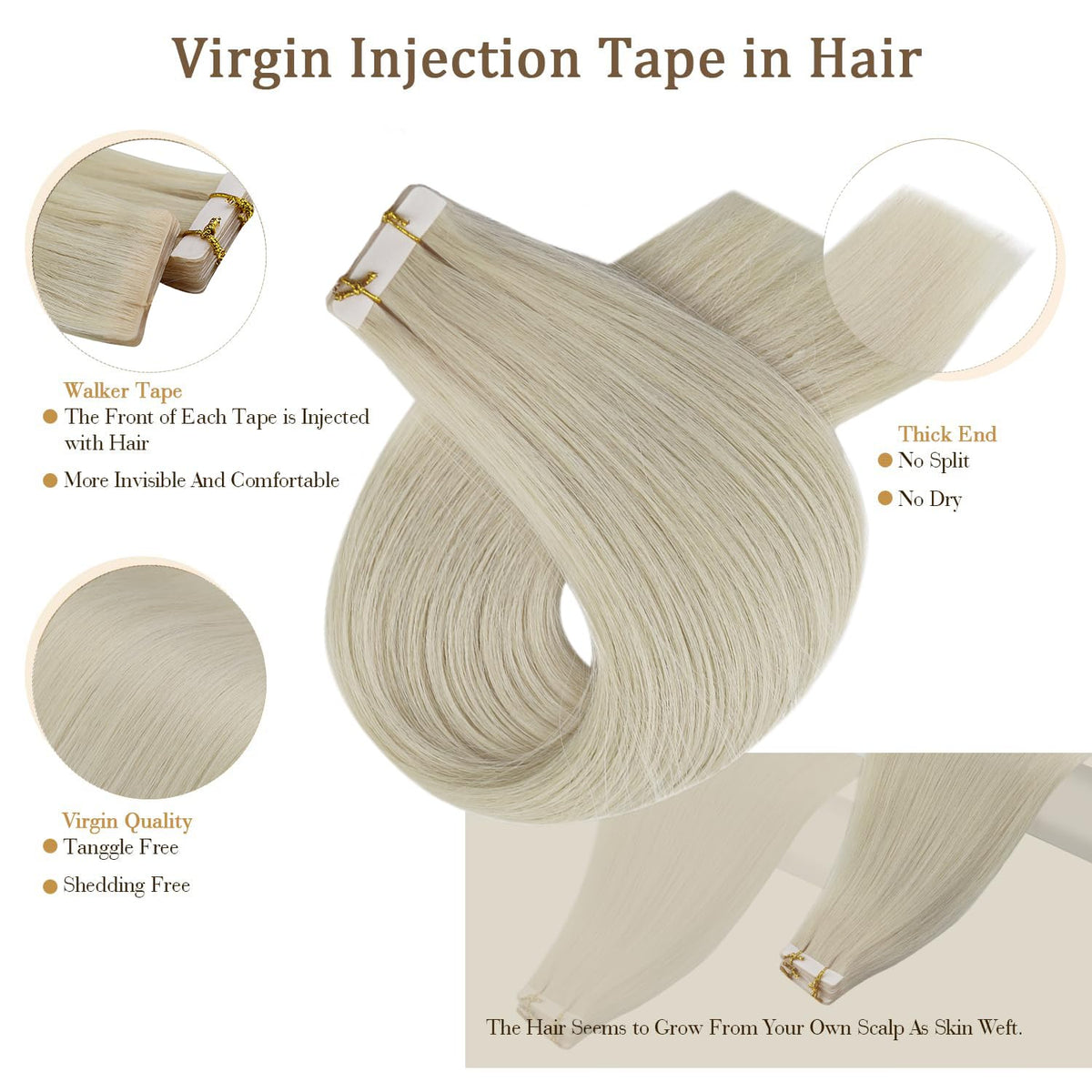 Extensions de cheveux Full Shine en blonde glacée, installation sur cheveux