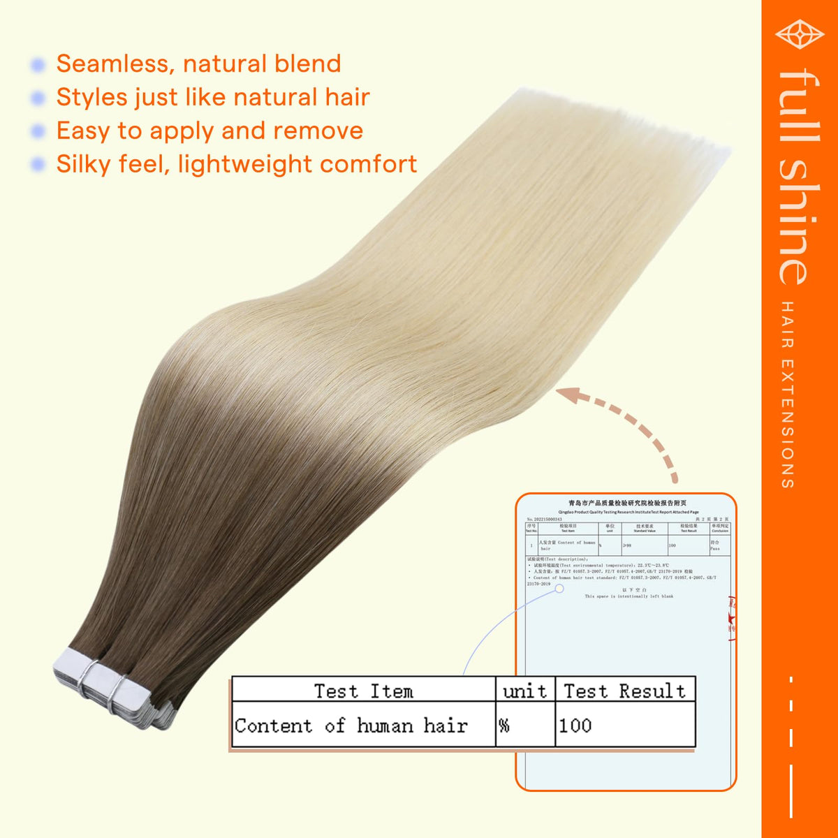 Extensions de Cheveux Full Shine en brun et blond cendre, installation