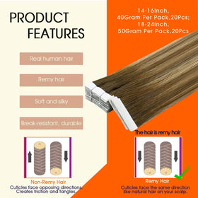 Extensions de cheveux Full Shine en châtaigne avec texture douce