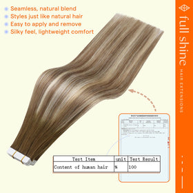 Extensions de cheveux Full Shine en châtaigne blonde sur une table