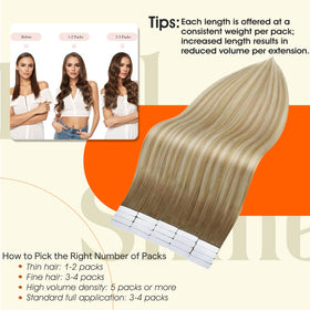 Extensions de cheveux Full Shine en châtain clair sur un fond neutre