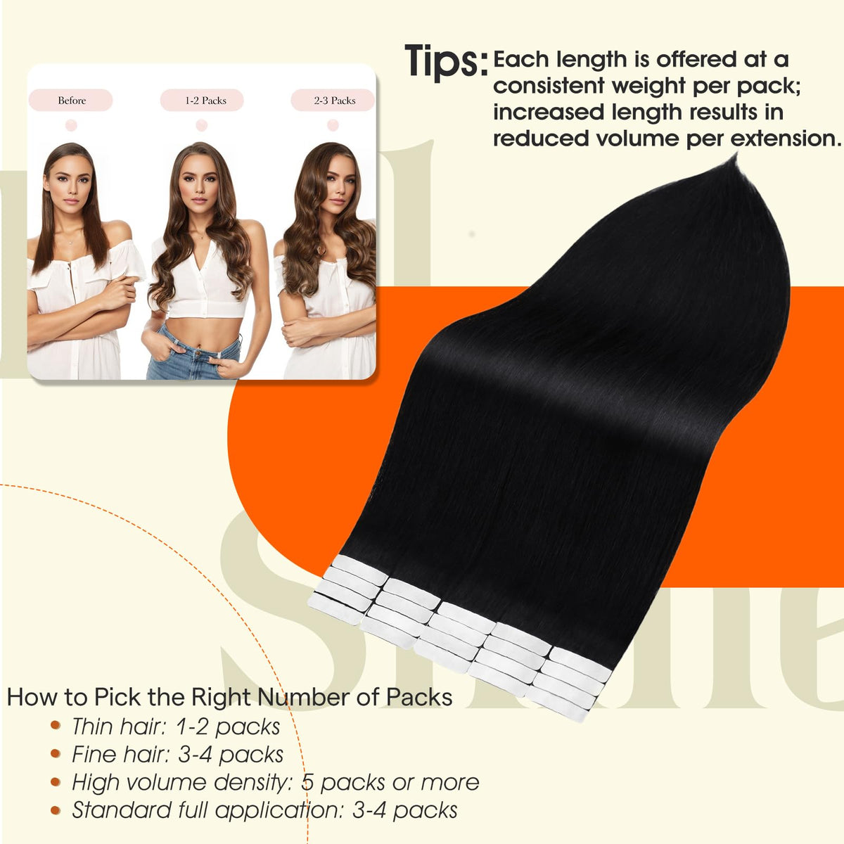 Extensions de cheveux Full Shine en noir ébène, application sur cheveux