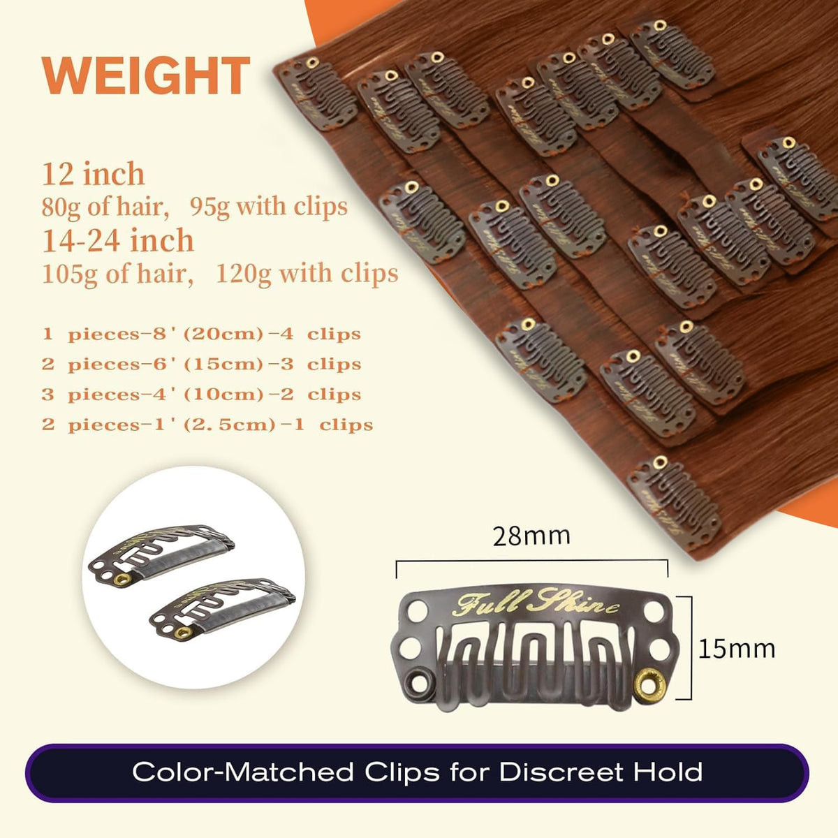 Extensions de cheveux Full Shine en paquet avec étiquette