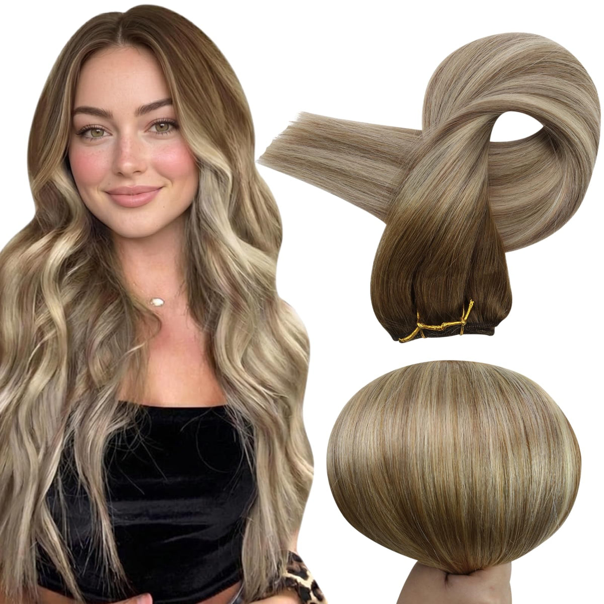 Extensions de cheveux Full Shine en weft naturel vue avant