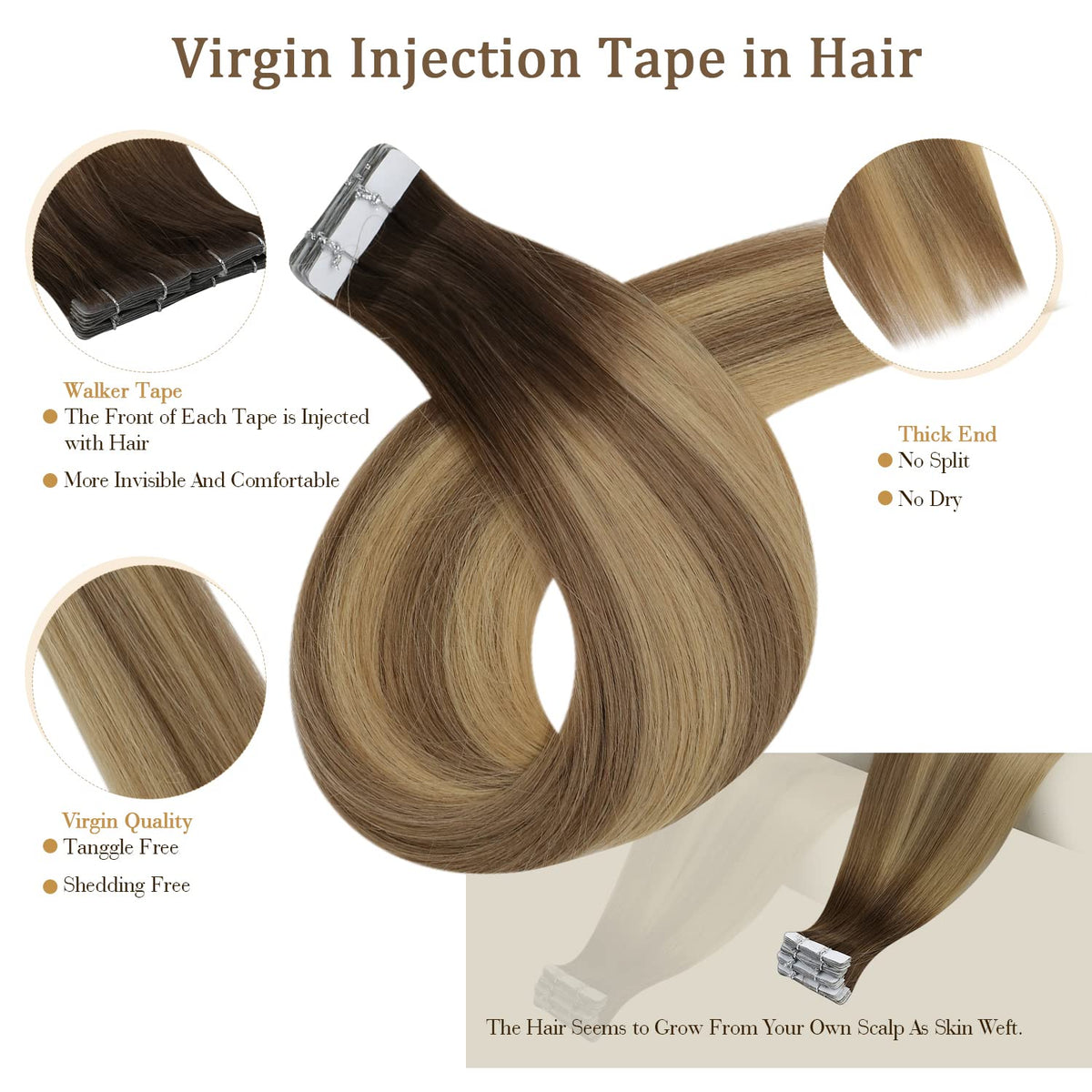 Extensions de cheveux Full Shine installées sur cheveux naturels