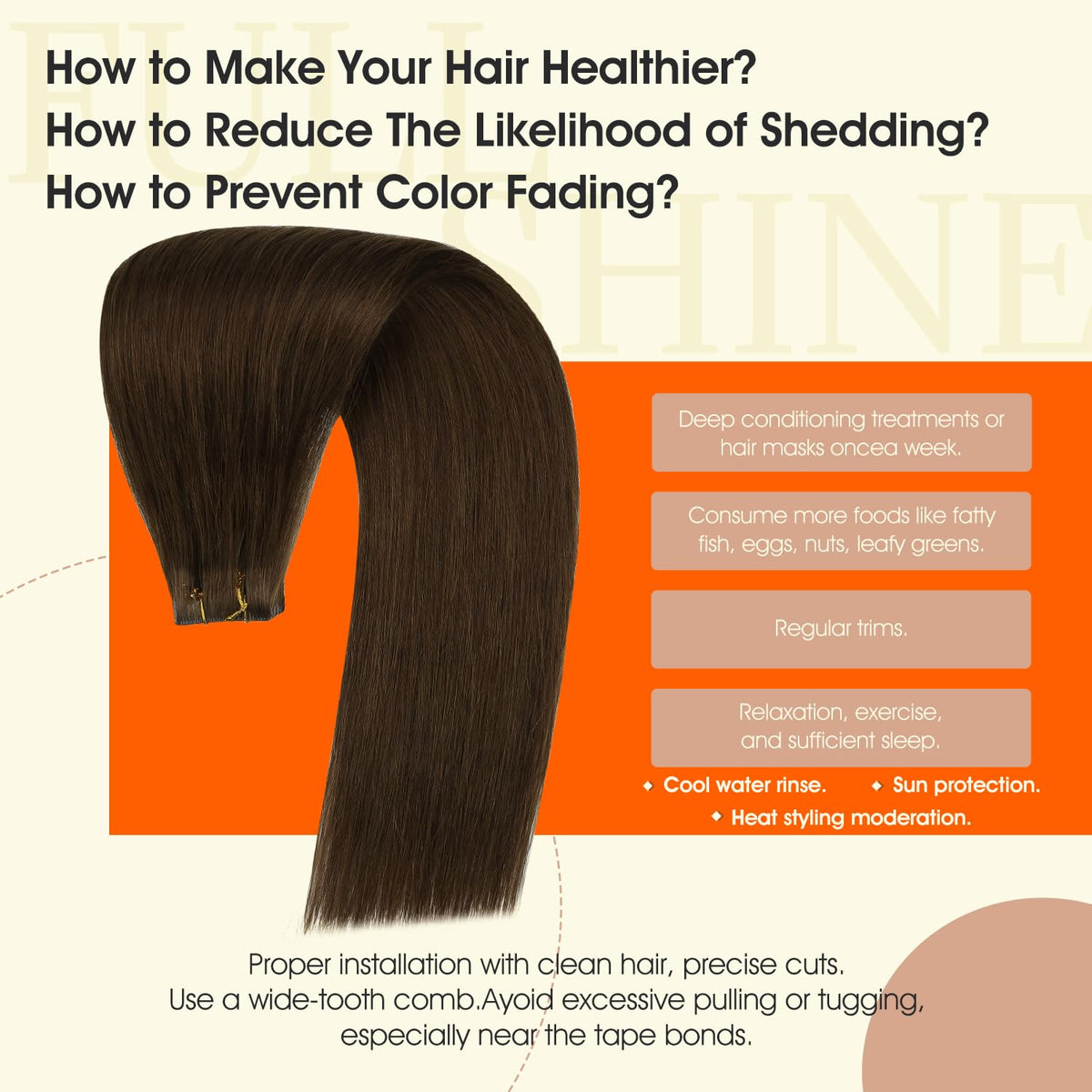 Extensions de cheveux Full Shine posées sur cheveux naturels