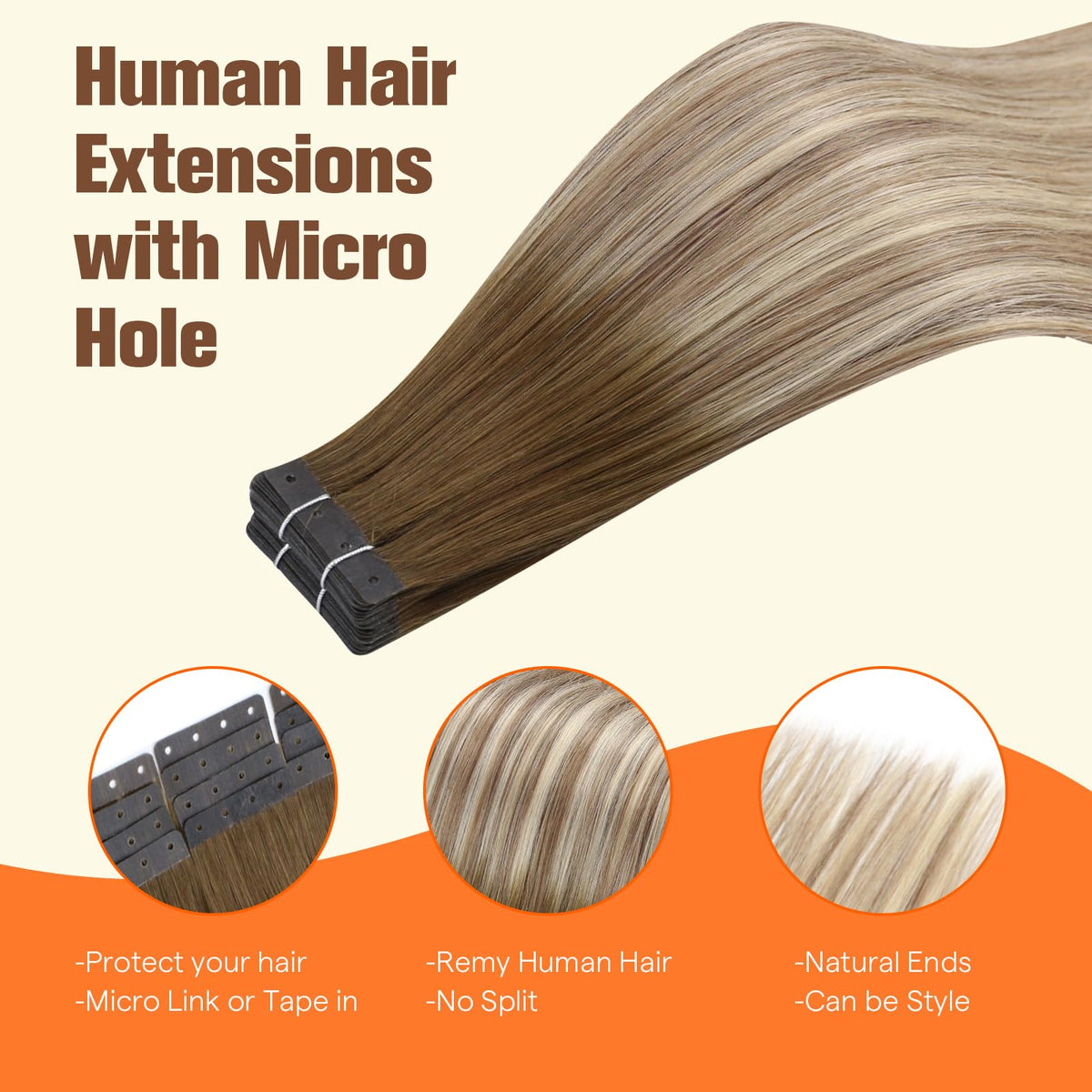 Extensions de cheveux Full Shine posées sur une surface