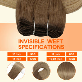 Extensions de cheveux Full Shine posées sur une table, montrant leur couleur ombre
