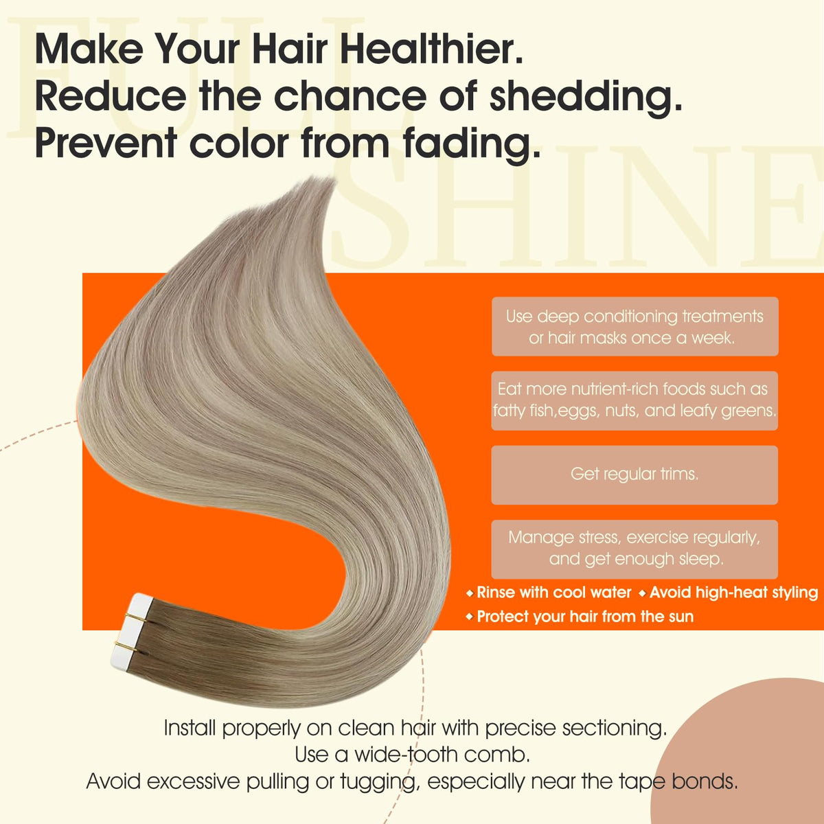 Extensions de cheveux Full Shine, texture douce et soyeuse