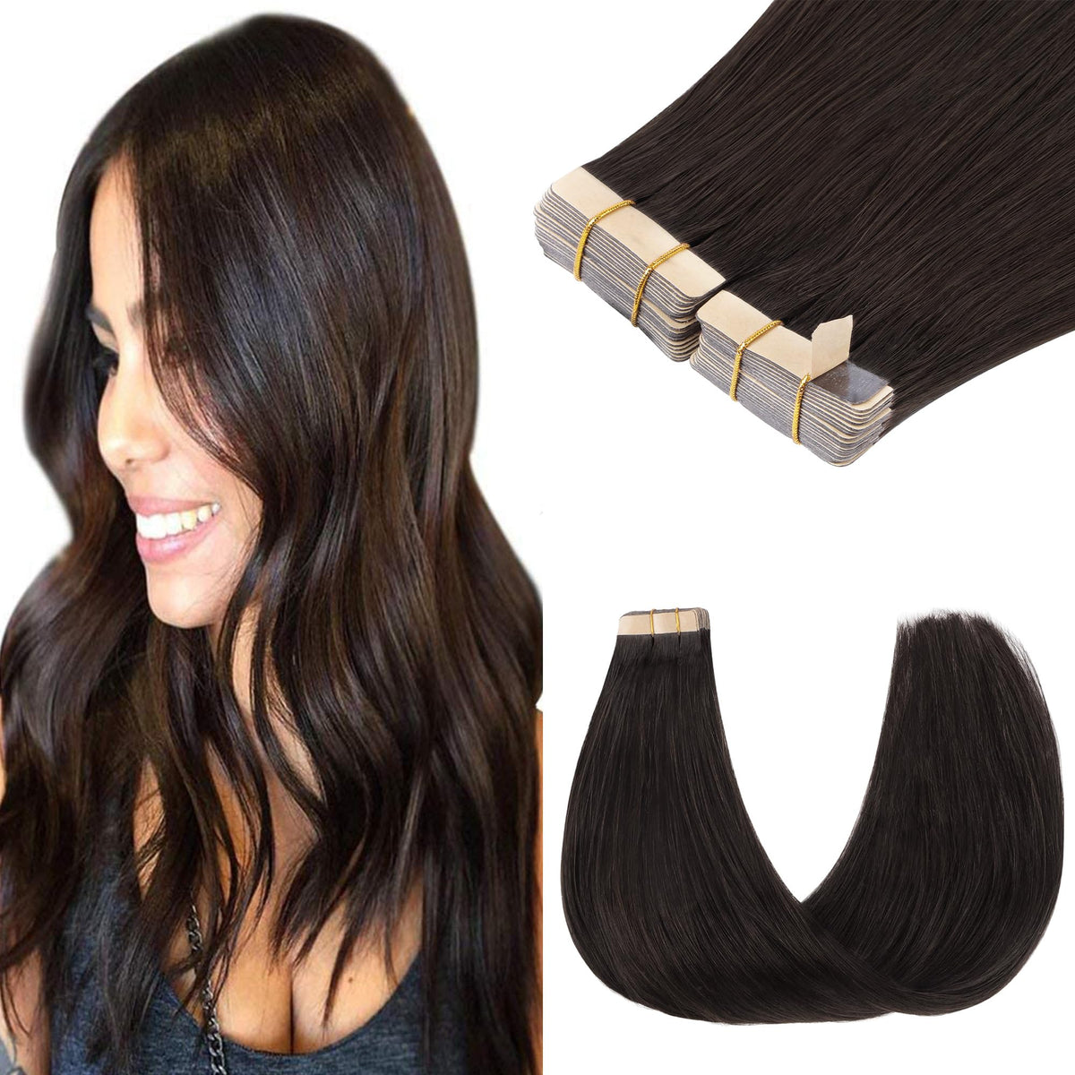 Extensions de cheveux GOO GOO 10 pouces, couleur marron foncé, vue avant