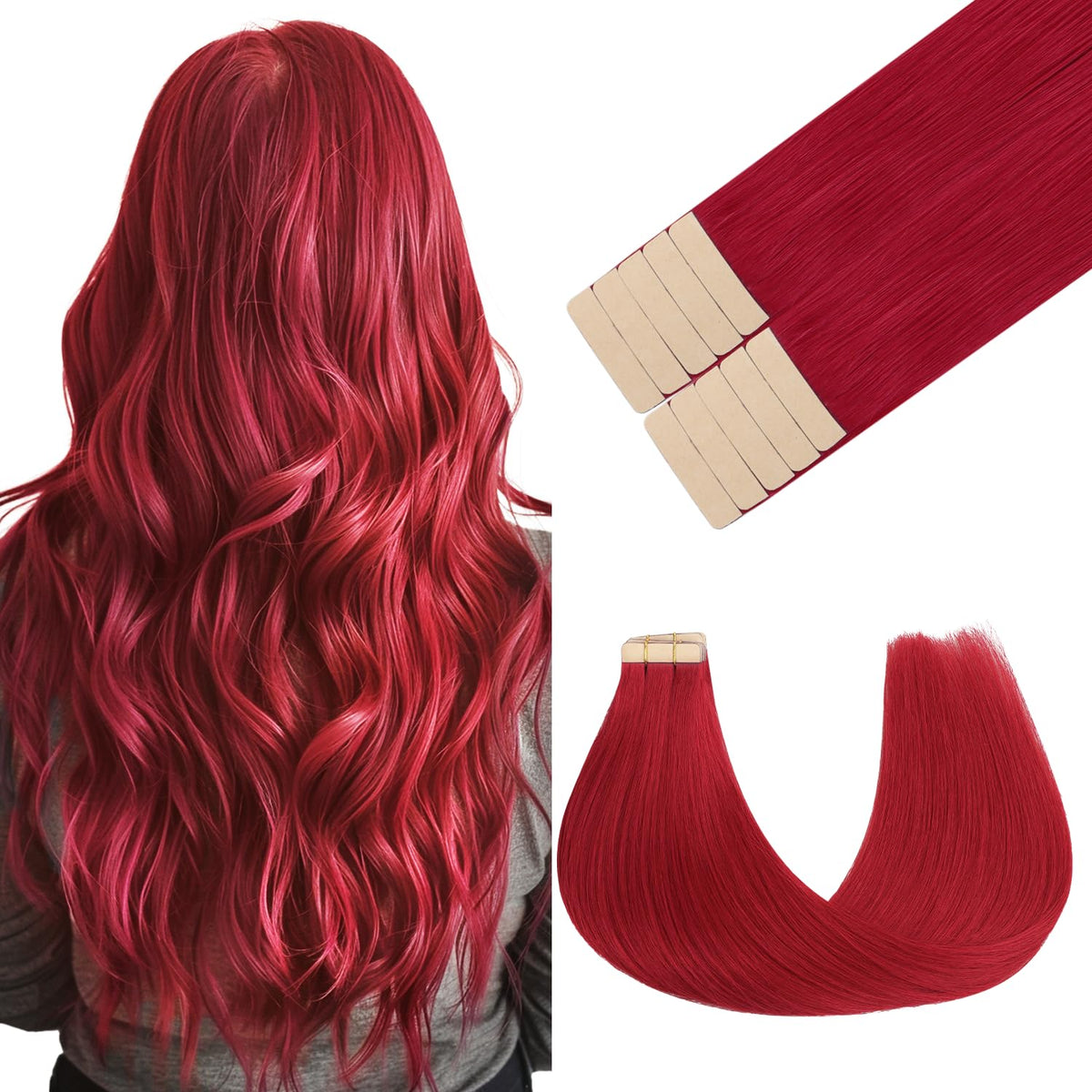 Extensions de Cheveux GOO GOO 12 pouces couleur Rouge, vue de face