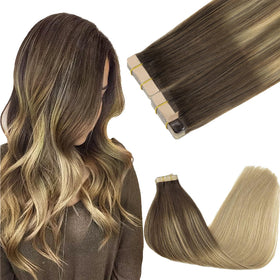 Extensions de cheveux GOO GOO 14 pouces couleur balayage chocolat et blond sale