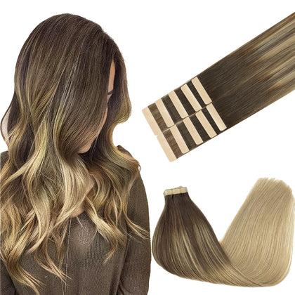 Extensions de cheveux GOO GOO 16 pouces balayage chocolat blond vue de face