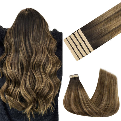 Extensions de cheveux GOO GOO 16 pouces Brunette Balayage vue de face