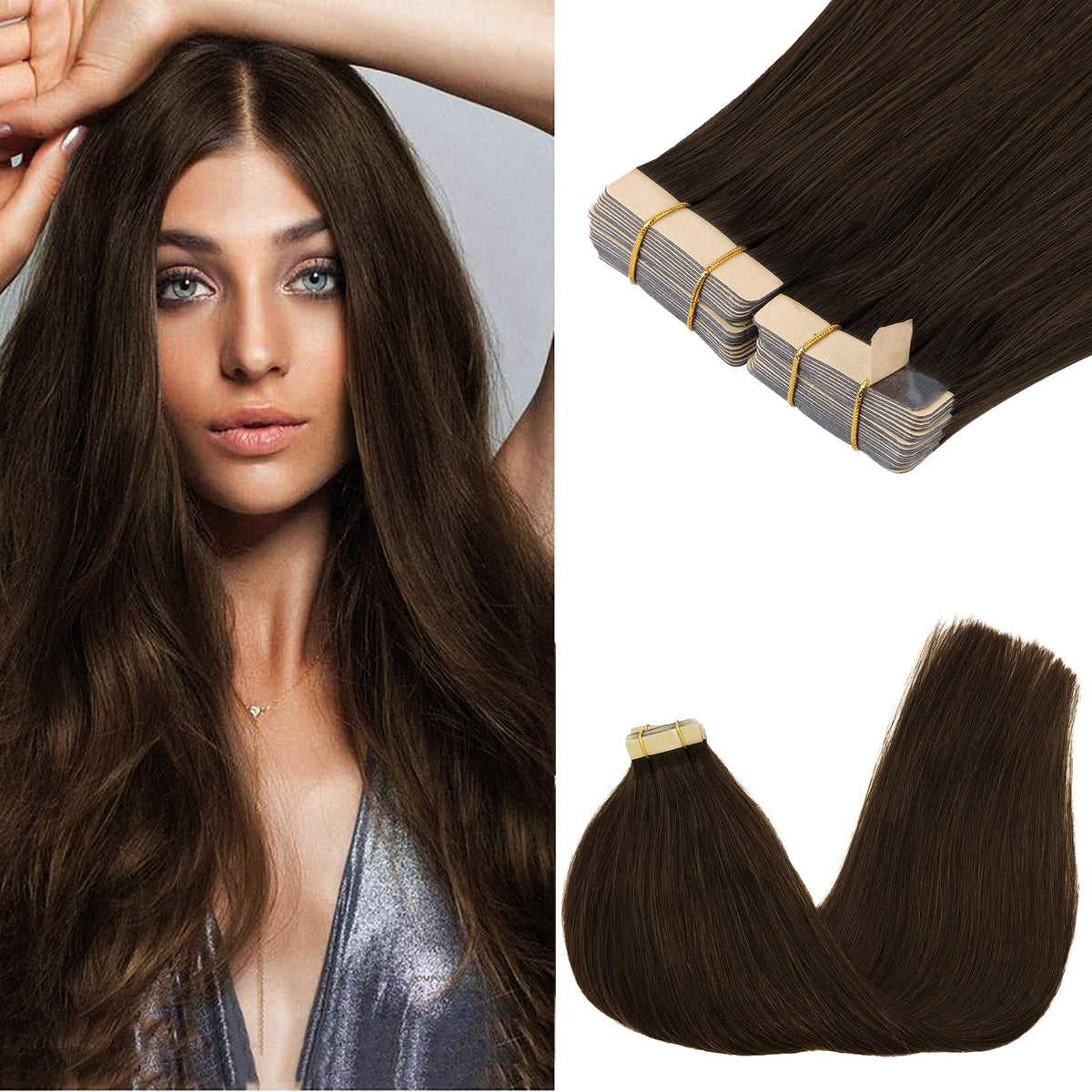 Extensions de cheveux GOO GOO 16 pouces chocolat vue de face