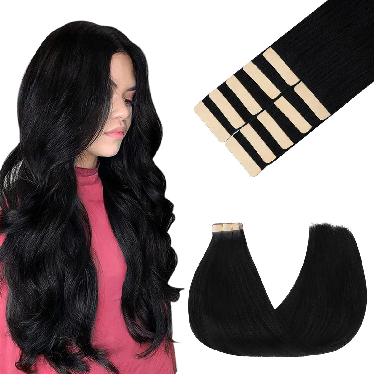 Extensions de cheveux GOO GOO 16 pouces couleur noir, vue avant