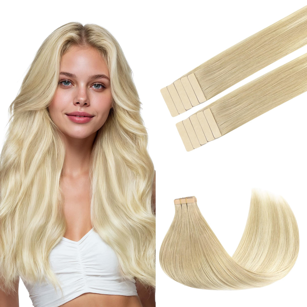 Extensions de cheveux GOO GOO 18 pouces balayage blond vue de face