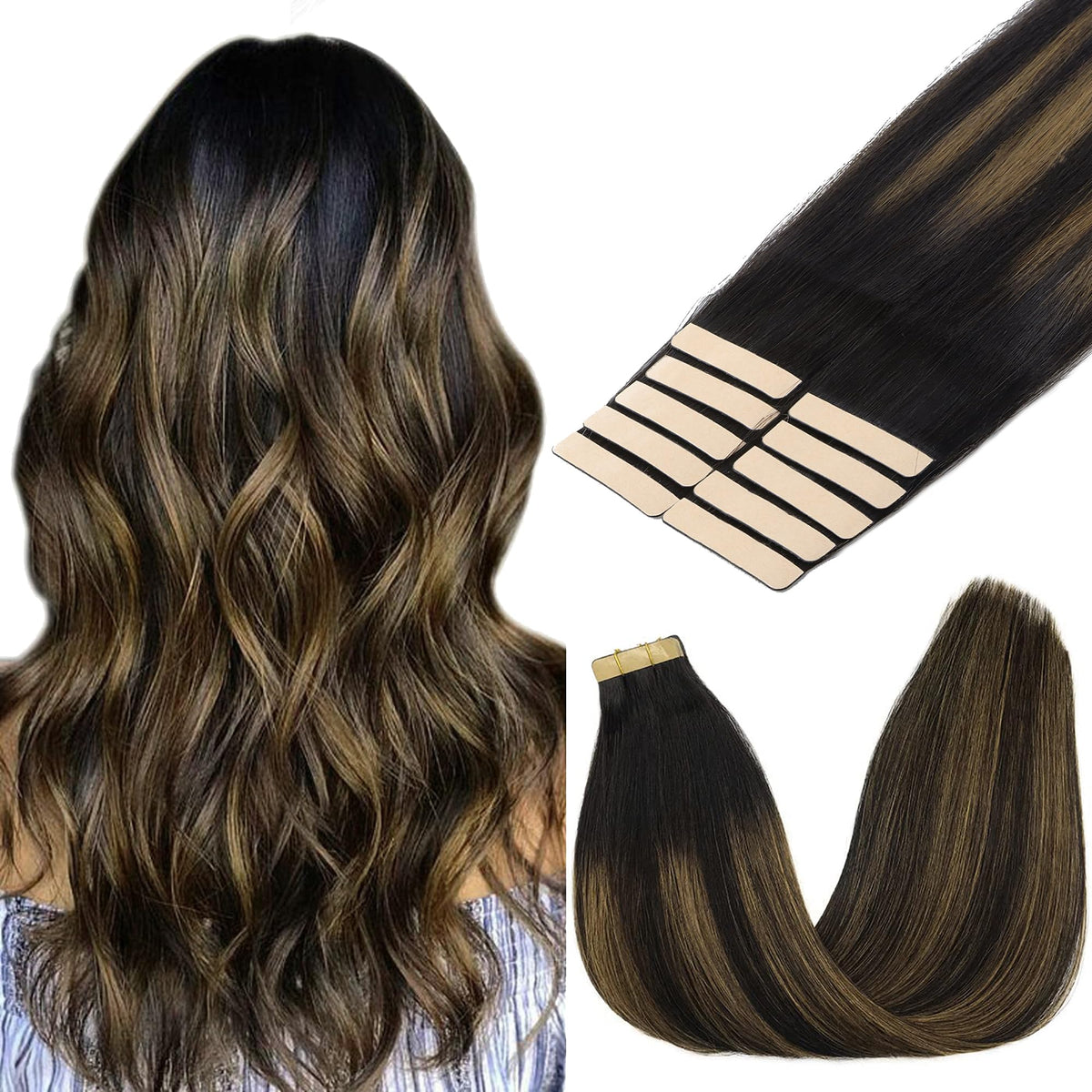 Extensions de cheveux GOO GOO 18 pouces couleur 1B/6/1B vue de face