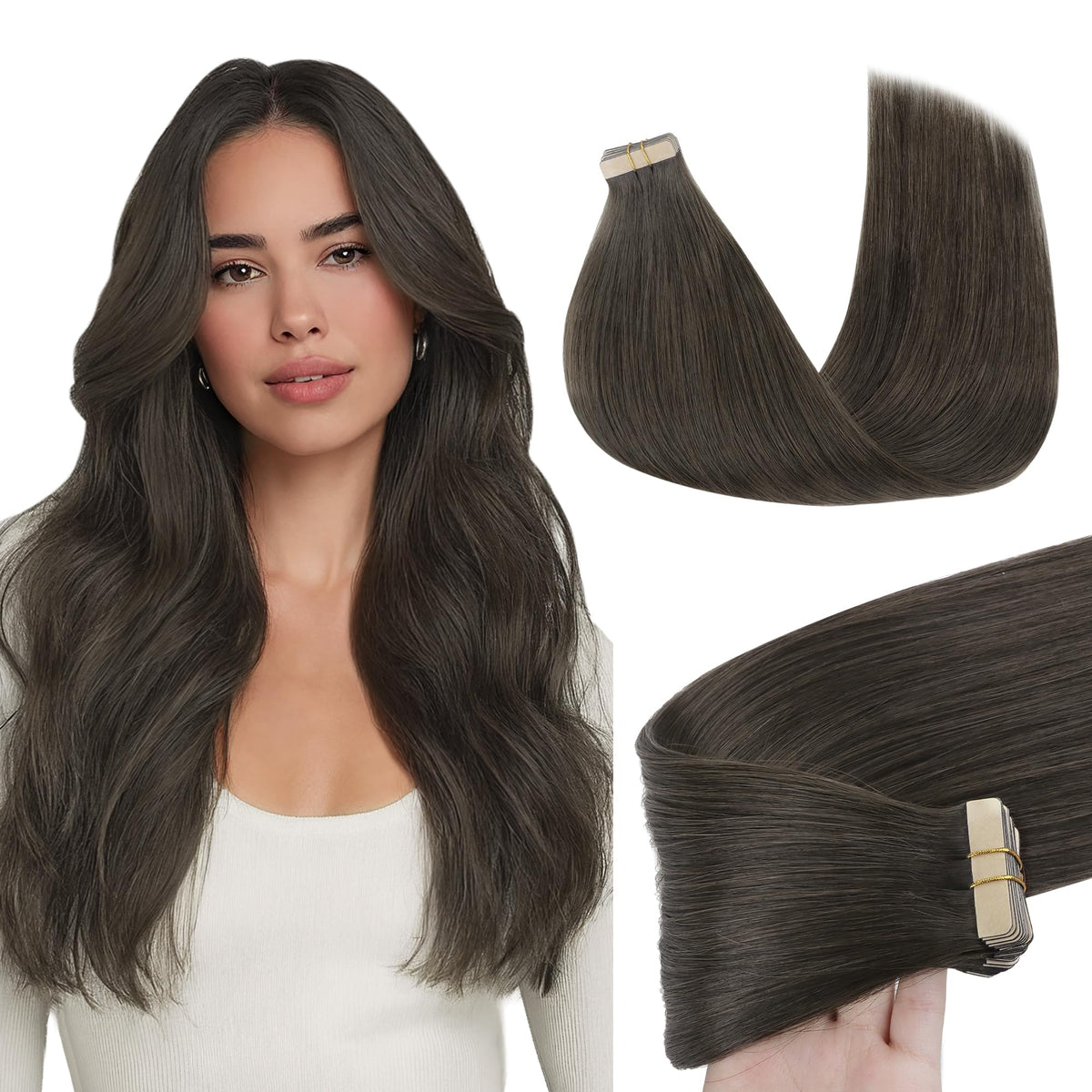 Extensions de cheveux GOO GOO 18 pouces couleur Mocha Brown - vue de face