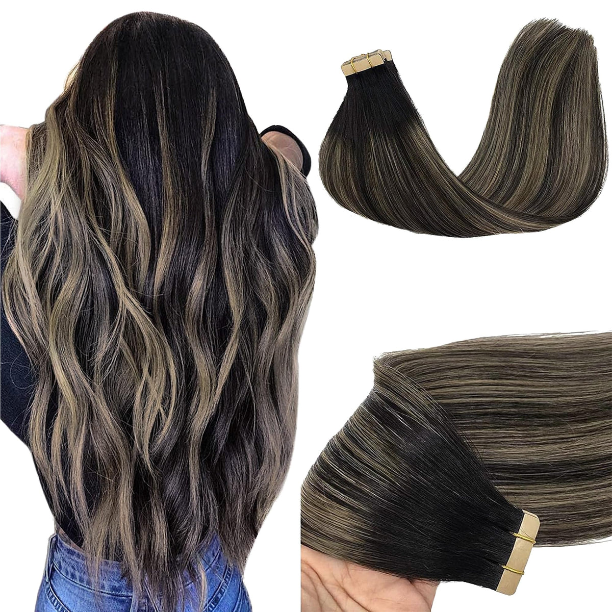 Extensions de cheveux GOO GOO 18 pouces couleur noir à blond clair