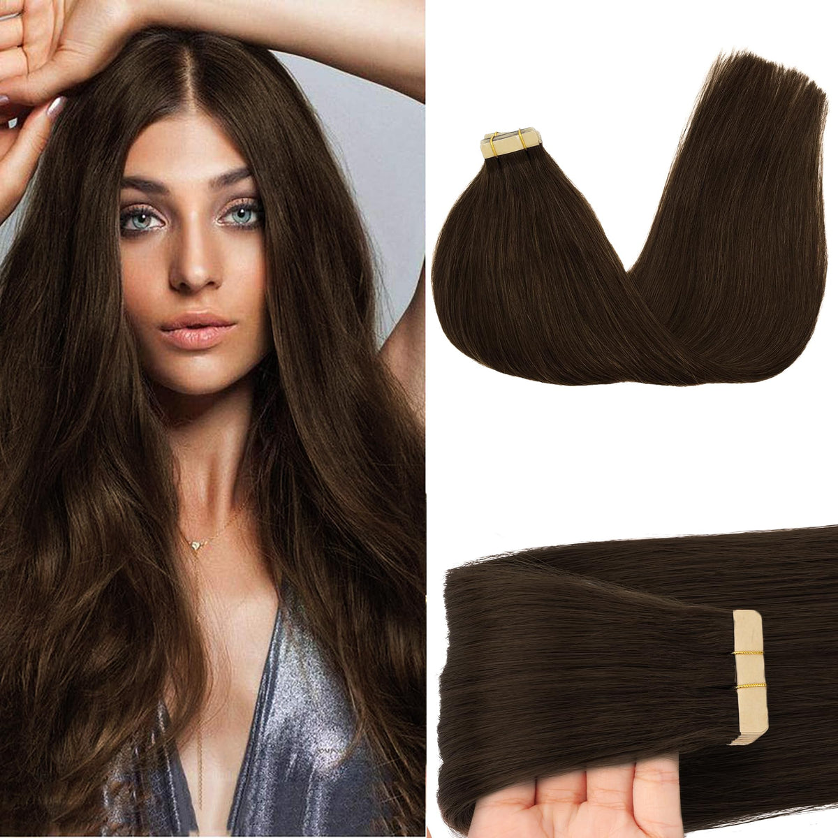 Extensions de cheveux GOO GOO 20 pouces brun chocolat face avant