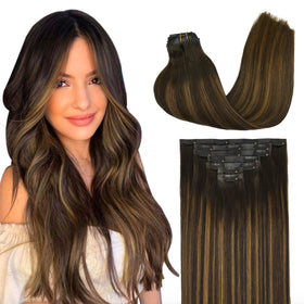 Extensions de cheveux GOO GOO 22 pouces couleur balayage brun foncé à châtaigne