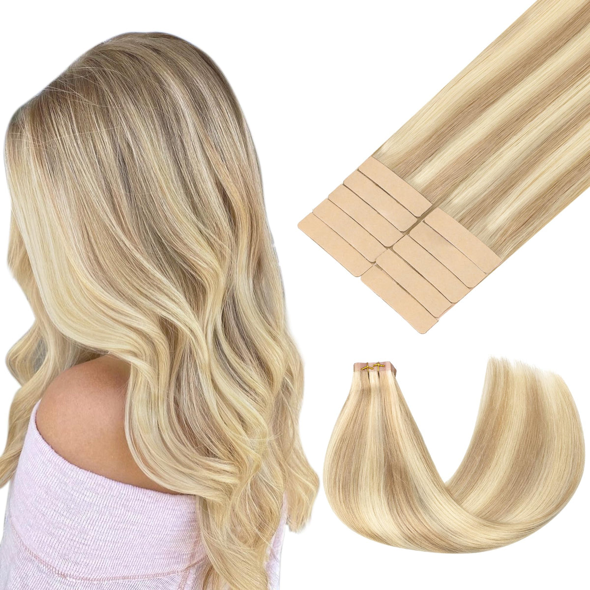 Extensions de cheveux GOO GOO 22 pouces couleur blond foncé vue de face