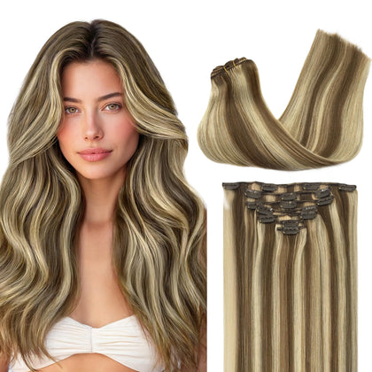 Extensions de cheveux GOO GOO 22 pouces couleur châtain clair doré vue de face